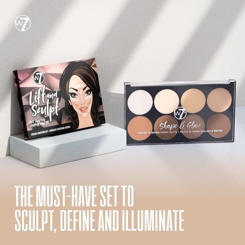 W7 Lift & Sculpt Cream Contour Kit - Concealing, Highlighting & Contouring Makeup Palette - Step-by-Step Instructions Included in Kuwait