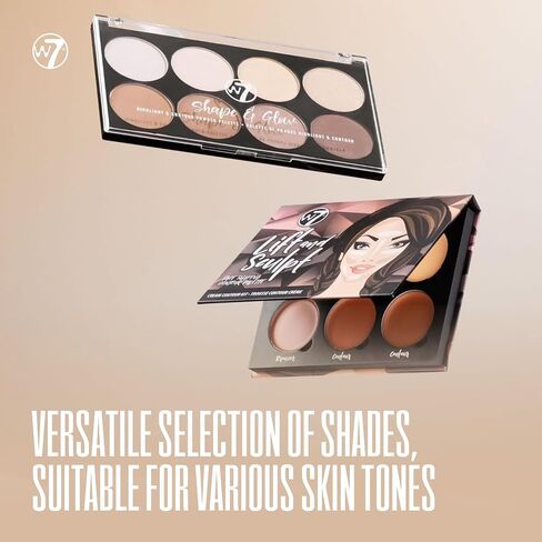 W7 Lift & Sculpt Cream Contour Kit - Concealing, Highlighting & Contouring Makeup Palette - Step-by-Step Instructions Included in Kuwait