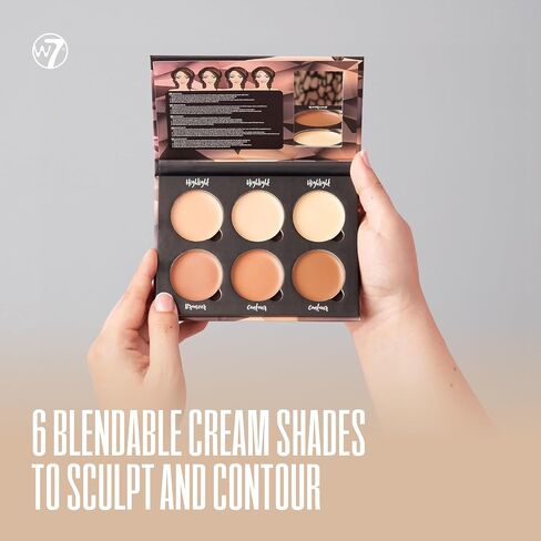 W7 Lift & Sculpt Cream Contour Kit - Concealing, Highlighting & Contouring Makeup Palette - Step-by-Step Instructions Included in Kuwait