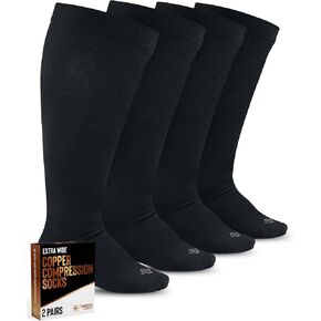 جوارب ضغط نحاسية مقاس كبير من Doctor's Select عريضة الساق - زوجان | يصل إلى 6XL | 20-30 ملم زئبق | أسود | جوارب ضغط للنساء واسعة الساق | جوارب ضغط واسعة جدًا للنساء in Kuwait