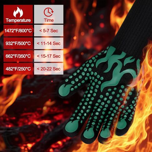 Comsmart BBQ Gloves, 1472 Degree F Heat Resistant Grilling Gloves Silicone Non-Slip Oven Gloves Long Kitchen Gloves for Barbecue, Cooking, Baking, Cutting in Kuwait