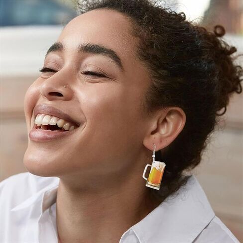 WCRAZYE Funny Beer Bottle & Mug Earrings - Drinks Bottle Drop Dangle Earrings - Creative Food Jewelry in Saudi Arabia