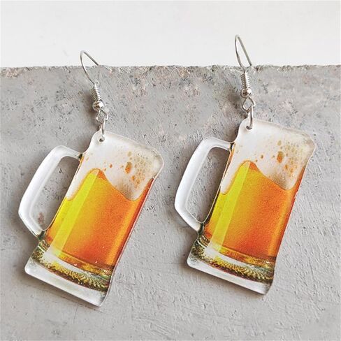 WCRAZYE Funny Beer Bottle & Mug Earrings - Drinks Bottle Drop Dangle Earrings - Creative Food Jewelry in Saudi Arabia
