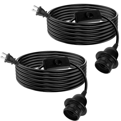 قم بتوصيل مجموعة مقبس ضوء قلادة - طقم مصباح سلك مصباح معلق 16 قدمًا ، سلك تمديد مقبس المصباح E26/E27 مع مفتاح التشغيل/الإيقاف ، حلقات المقبس ، حزمة ، أبيض in Kuwait