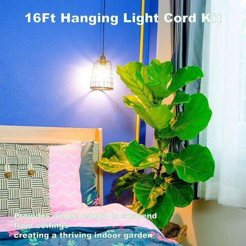 قم بتوصيل مجموعة مقبس ضوء قلادة - طقم مصباح سلك مصباح معلق 16 قدمًا ، سلك تمديد مقبس المصباح E26/E27 مع مفتاح التشغيل/الإيقاف ، حلقات المقبس ، حزمة ، أبيض in Kuwait