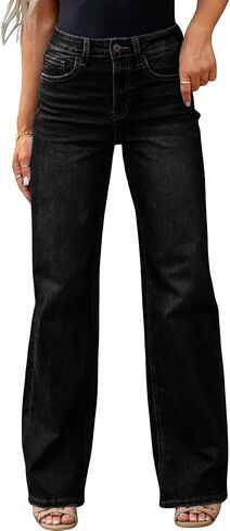 Women's High Waisted Wide Leg Jeans Stretchy Straight Leg Bootcut Denim Pants 2025 Trendy in Saudi Arabia