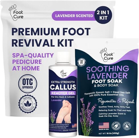 Callus Remover for Feet with Extra Strength Gel & Foot Pumice Stone Set - Easy Way to Remove Hard Calluses & Dead Skin Build-Up - Professional at-Home Foot Care for Men & Women - Made in The USA in Kuwait