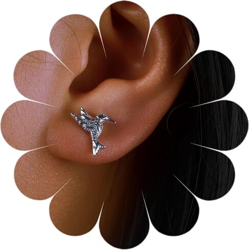 أقراط ليميرنسيا من التيتانيوم النقي للنساء لا تسبب الحساسية | الطائر الطنان | لطيف الطيور | حيوان جميل | مجوهرات الأذن المثقوبة من الدرجة المزروعة، خالية من النيكل ولا تصدأ أبدًا، هدية رائعة للفتيات in Kuwait