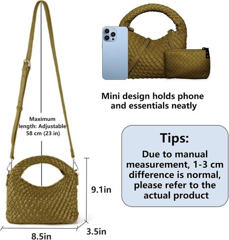 Women's Woven Purse, Small Crossbody Tote Bag with Adjustable Shoulder Strap,Top Handle Handbags for Work/Travel/Daily Use in Saudi Arabia