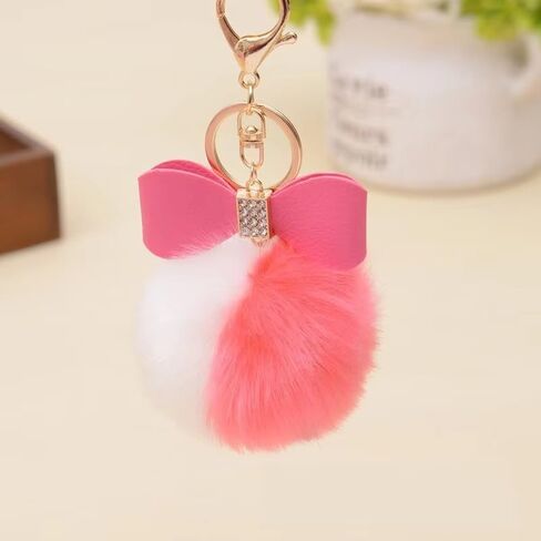 BetterJonny 12 PCS Colored Heart Pom pomchain ، 2.4inch multicolor شكل القلب شكل الكرة الرقيقة فو فرو مفاتي in Saudi Arabia
