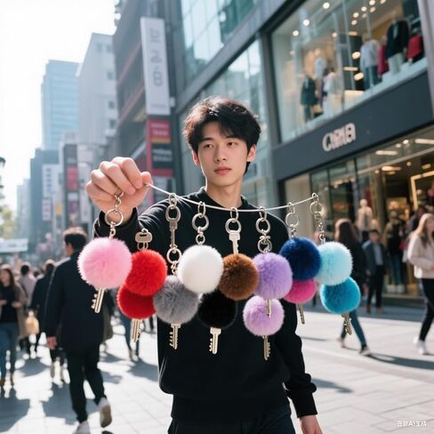 BetterJonny 12 PCS Colored Heart Pom pomchain ، 2.4inch multicolor شكل القلب شكل الكرة الرقيقة فو فرو مفاتي in Saudi Arabia