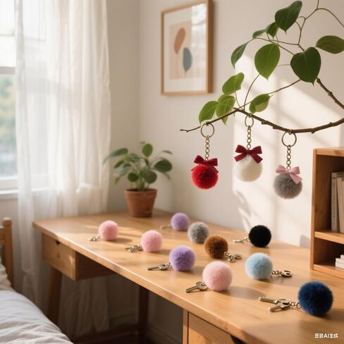 BetterJonny 12 PCS Colored Heart Pom pomchain ، 2.4inch multicolor شكل القلب شكل الكرة الرقيقة فو فرو مفاتي in Saudi Arabia