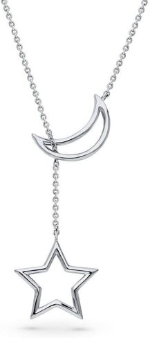 BERRICLE Sterling Silver Teardrop Lariat Necklace for Women, Rhodium Plated in Kuwait