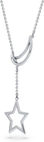 BERRICLE Sterling Silver Teardrop Lariat Necklace for Women, Rhodium Plated in Kuwait