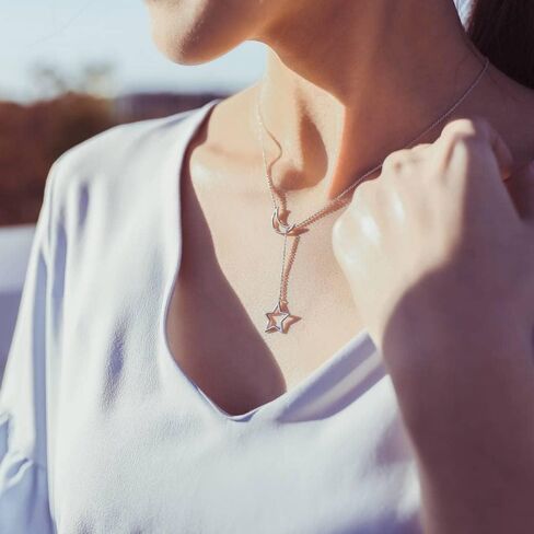 BERRICLE Sterling Silver Teardrop Lariat Necklace for Women, Rhodium Plated in Kuwait
