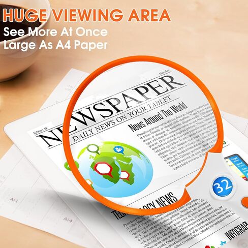 Large Magnifying Glass with Light, Magnifier 10X 20X 45X Handheld Illuminated Lighted Magnifier with 3 LED Lights 1UV Light Storage Bag Clean Cloth for Seniors Reading Inspection in Saudi Arabia