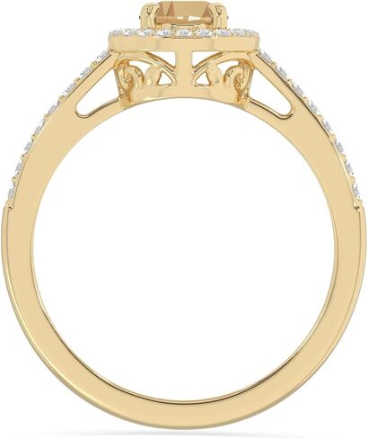 Round Natural Gemstone Halo Rings for Women in 925 Silver/18K Yellow/Rose Gold Vermeil, Birthstone Jewelry Gifts for Her Birthday, Wedding Anniversary, Christmas, Mothers Day, Graduation in Saudi Arabia