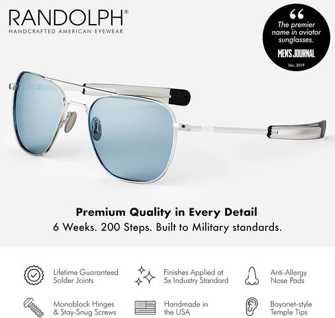 Randolph USA | 23k White Gold Classic Aviator Sunglasses for Men or Women Polarized 100% UV in Kuwait