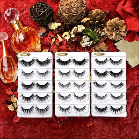 Eliace Fluffy Eyelashes 3D Mink Lashes Cat Eyes 15 نمطًا مختلطًا 15 زوجًا من الرموش الصناعية الناعمة القابلة لإعادة الاستخدام رموش قطاعية ذات مظهر طبيعي وحزمة رموش صناعية كبيرة - مع ملاقط الرموش الصناعية in Saudi Arabia