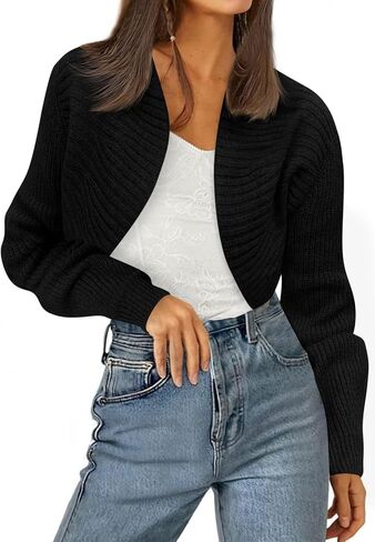 Yousify Womens Bulero Drugh Open Front Long Sleeve Cardigan Cardigan Fall Fall Disual Sweater Sweater in Saudi Arabia