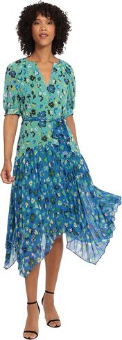 Maggy London Women's Pleated Skirt Hankey Hem Dress, Mint Green/Green in Saudi Arabia