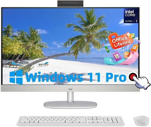 HP 27” All-in-One Desktop, AMD Ryzen 5 5500U, 16 GB RAM, 512 GB SSD, Full HD IPS Touchscreen, Windows 11 Home, 4 USB Ports, Privacy Camera, Dual Mics, Wireless Keyboard and Mouse (27-cb0060, 2021) in Saudi Arabia