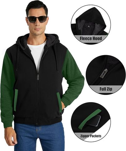 SWISSWELL Men Hoodies Zip Up Warm Sherpa Fleece Lined Sweatshirt Winter Heavyweight Thick Jacket in Saudi Arabia