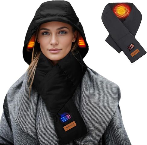 ayamaya Heated Scarf with Hidden Hat - Wireless Heating Pad with 5000mAh Rechargable Battery, Lightweight Winter Warm Scarves in Saudi Arabia
