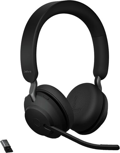 Jabra Evolve2 65 UC Wireless Headset with Link380a, Mono, Black – Wireless Bluetooth Headset for Calls and Music, 37 Hours of Battery Life, Passive Noise Cancelling Headphones in Kuwait