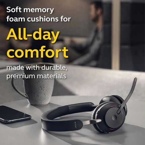 Jabra Evolve2 65 UC Wireless Headset with Link380a, Mono, Black – Wireless Bluetooth Headset for Calls and Music, 37 Hours of Battery Life, Passive Noise Cancelling Headphones in Kuwait