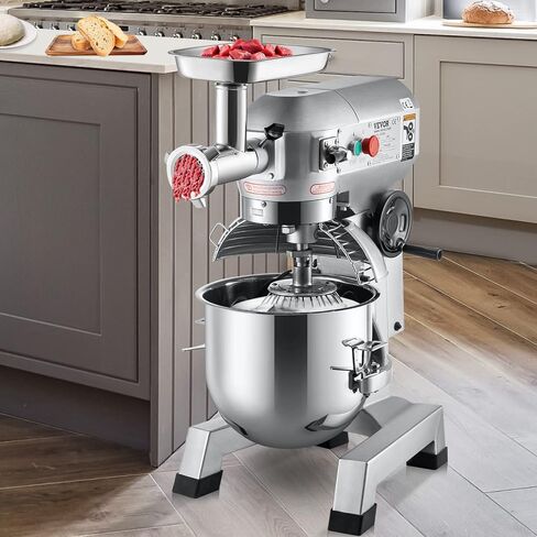 VEVOR Commercial Food Mixer, 7.3Qt Capacity, 450W Dual Rotating Dough Kneading Machine with Food-grade Stainless Steel Bowl, Security Shield & Timer Included, Baking Equipment for Restaurant Pizzeria in Saudi Arabia