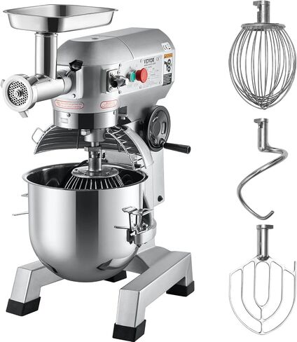 VEVOR Commercial Food Mixer, 7.3Qt Capacity, 450W Dual Rotating Dough Kneading Machine with Food-grade Stainless Steel Bowl, Security Shield & Timer Included, Baking Equipment for Restaurant Pizzeria in Saudi Arabia