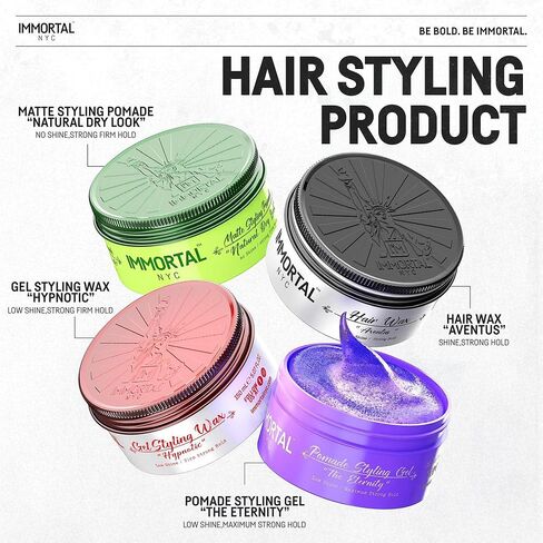 IMMORTAL NYC Hair Styling Pomade - Iconic Man, Flexible Medium Hold, Low Shine Pomade - Mens Water Based, No Residue Hair Balm - All Natural Pomade Cream for All Hair Types in Saudi Arabia