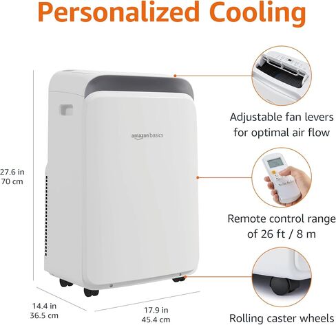 Amazon Basics Portable Air Conditioner With Heat Pump, Cools 550 Square Feet, 13,000 BTU ASHARE / 10,000 BTU SACC, White in Saudi Arabia