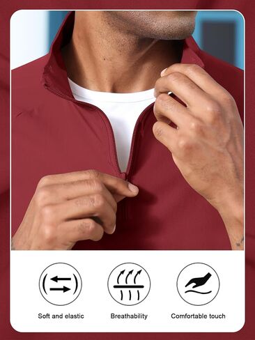 Aulemen Men's Casual Quarter Zip Pullover-Athletic Lightweight Jackets Hiking Golf for Men Mock Neck with Pockets in Kuwait
