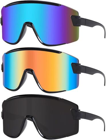 Karsaer Vision Big Shield Wraparound Sunglasses Rave for Men Women Neon Sun Visor Glasses Cycling Ski Shades 80s 90s in Saudi Arabia