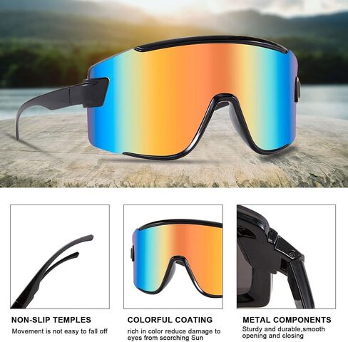 Karsaer Vision Big Shield Wraparound Sunglasses Rave for Men Women Neon Sun Visor Glasses Cycling Ski Shades 80s 90s in Saudi Arabia