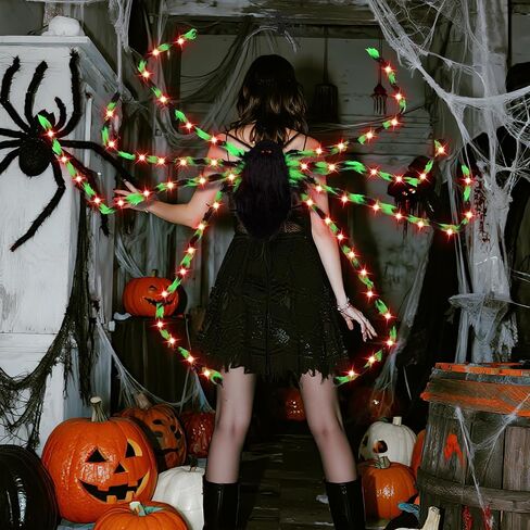 XunYee 3 Pcs Halloween Plush Spider Costume Spider Costume Women Include Plush Spider Costume with Purple Led Lights Spider Hair Hoop Spider Web Temporary Tattoos Stickers Adult Halloween Accessory in Kuwait