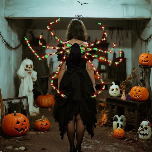 XunYee 3 Pcs Halloween Plush Spider Costume Spider Costume Women Include Plush Spider Costume with Purple Led Lights Spider Hair Hoop Spider Web Temporary Tattoos Stickers Adult Halloween Accessory in Kuwait