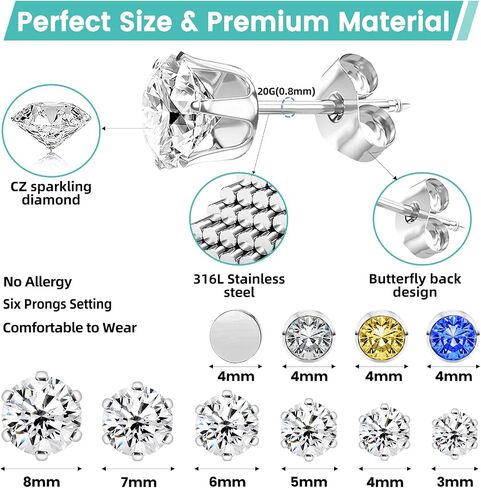 Self Ear Piercing Gun Kit with 12Pairs of CZ Ear Stud Piercing Tools with Multi-Purpose Ear Gun for Salon and Home Use in Saudi Arabia