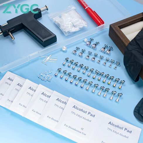 Self Ear Piercing Gun Kit with 12Pairs of CZ Ear Stud Piercing Tools with Multi-Purpose Ear Gun for Salon and Home Use in Saudi Arabia