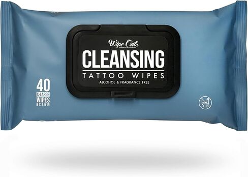 Wipe Outz Cleansing Tattoo Wipes for During Tattooing & Tattoo After Care, All in One Tattoo Cleaning Wipes to Clean Skin, Alcohol Free Tattoo Green Soap Wipes for Tattooing, 40-Count (1 Pack) in Saudi Arabia
