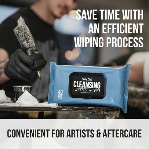 Wipe Outz Cleansing Tattoo Wipes for During Tattooing & Tattoo After Care, All in One Tattoo Cleaning Wipes to Clean Skin, Alcohol Free Tattoo Green Soap Wipes for Tattooing, 40-Count (1 Pack) in Saudi Arabia