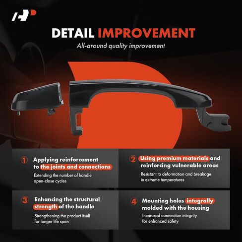 A-Premium Rear Right Passenger Side Exterior Door Handle Compatible with Kia Sportage 2005 2006 2007 2008 2009 2010, Black in Saudi Arabia