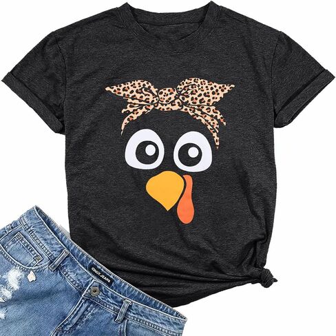 Gobble Thanksgiving Shirt Women Thanksgiving T-Shirt Funny Turkey Graphic Shirts Casual Short Sleeve Fall Tops in Kuwait