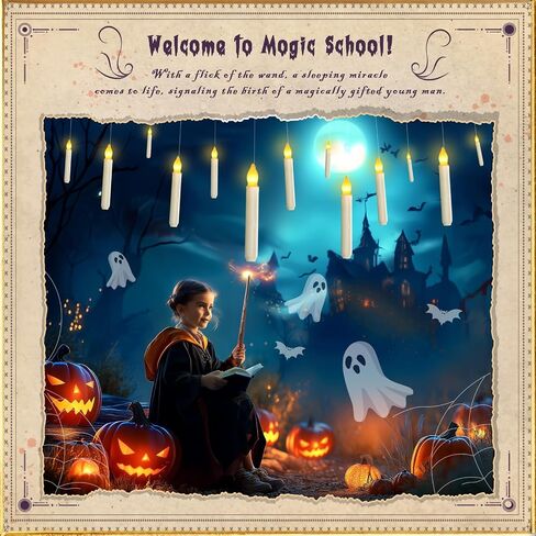 Homemory 12 Pcs Hanging Floating Candles with Remote, Harry Potter Floating Candles Witch Decors, Magic Flameless Taper Candles Battery Operated, LED Candlesticks for Christmas Decorations Kids Toys in Saudi Arabia