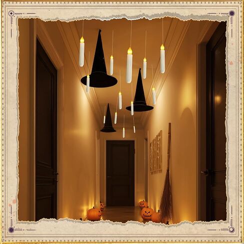 Homemory 12 Pcs Hanging Floating Candles with Remote, Harry Potter Floating Candles Witch Decors, Magic Flameless Taper Candles Battery Operated, LED Candlesticks for Christmas Decorations Kids Toys in Saudi Arabia