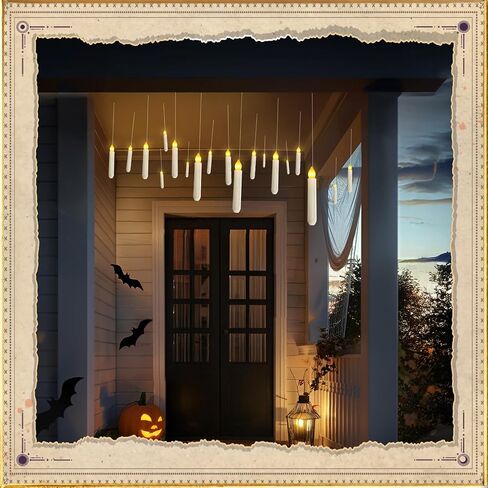 Homemory 12 Pcs Hanging Floating Candles with Remote, Harry Potter Floating Candles Witch Decors, Magic Flameless Taper Candles Battery Operated, LED Candlesticks for Christmas Decorations Kids Toys in Saudi Arabia