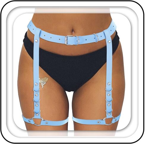 Asooll Punk الفخذ سلسلة جلدية الساق الجسم سلسلة القوطية الساق الرباط تسخير حزام أزياء الشاطئ نادي الهذيان حزب الجسم اكسسوارات مجوهرات للنساء والفتيات in Kuwait