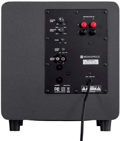 Monoprice HT-35 Premium 5.1-Channel Home Theater System - Charcoal, with Powered Subwoofer, Low Profile Speaker Grilles, Secure Mounting Option, Black (139357) in Saudi Arabia